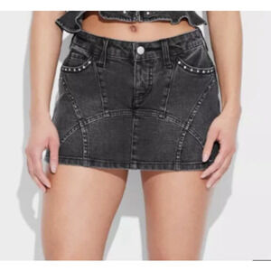 Wild Fable Micro Skort Womens L Black Studded Western Rodeo Festival Cowgirl